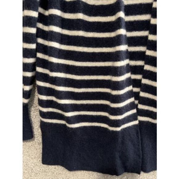Madewell Cardigan Merino Wool Alpaca Small Cozy Sweater Open Front Navy Stripe - Picture 3 of 9